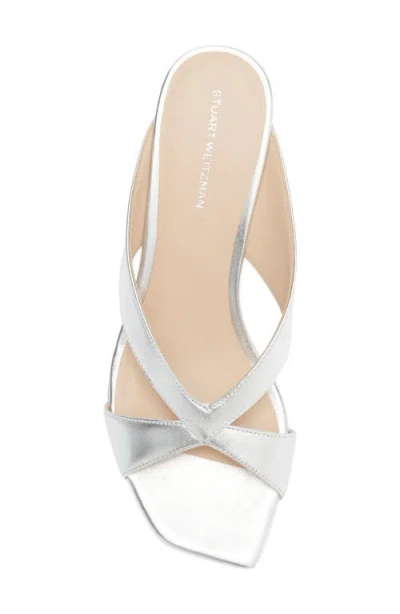 Stuart Weitzman Miami Wedge Slide Sandal In Silver