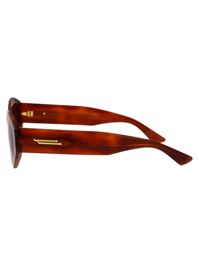 Bottega Veneta Havana-havana-brown Recycled Acetate Sunglasses In Brown