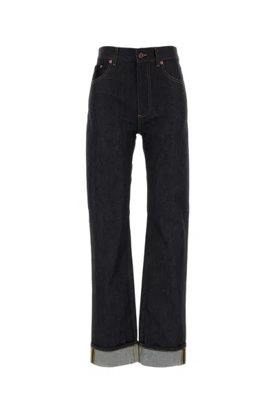 Bottega Veneta High-rise Denim Trousers Rolled Cuffs In Black