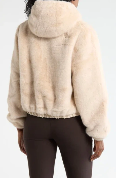 La Fiorentina Faux Fur Hoodie In Neutral