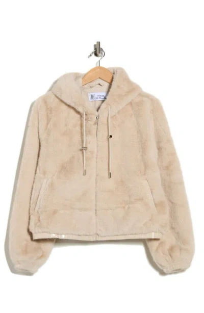 La Fiorentina Faux Fur Hoodie In Neutral