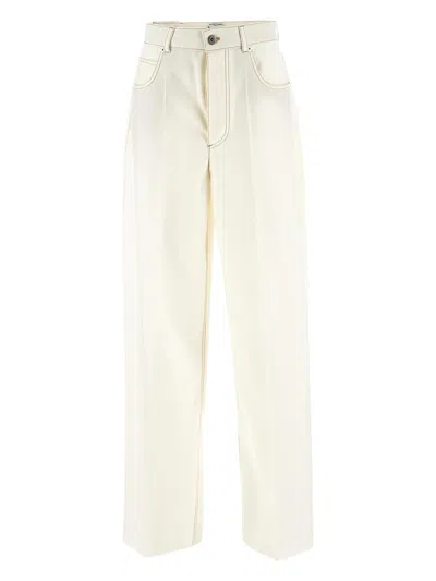 Bottega Veneta White Wool Pant In Neutral