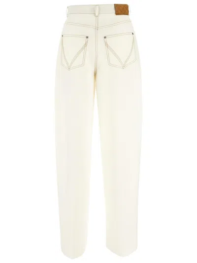 Bottega Veneta White Wool Pant In Neutral