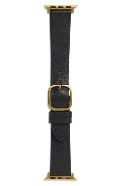 Nordstrom Rack Leather Apple Watch® Watchband In Black