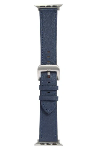 Nordstrom Rack Leather Apple Watch® Watchband In Blue