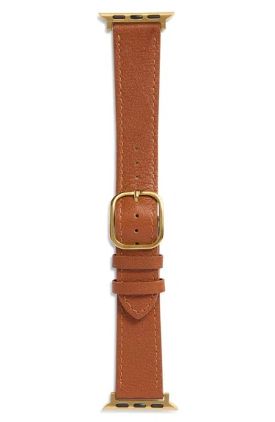 Nordstrom Rack Leather Apple Watch® Watchband In Brown