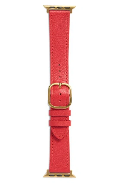 Nordstrom Rack Leather Apple Watch® Watchband In Red