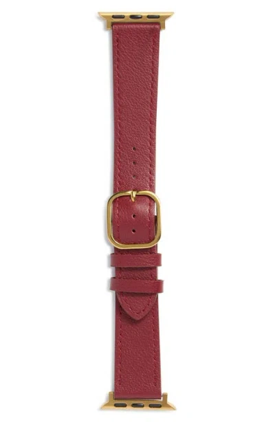 Nordstrom Rack Leather Apple Watch® Watchband In Pink