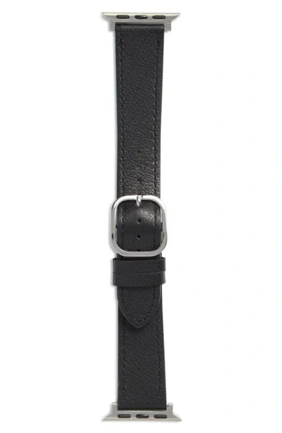 Nordstrom Rack Leather Apple Watch® Watchband In Blue