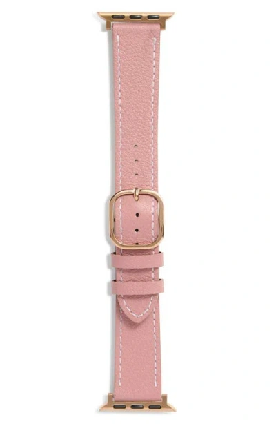 Nordstrom Rack Leather Apple Watch® Watchband In Pink