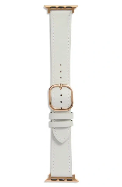 Nordstrom Rack Leather Apple Watch® Watchband In Metallic