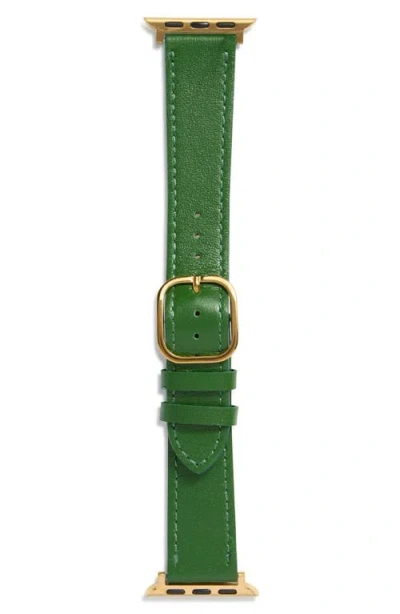 Nordstrom Rack Leather Apple Watch® Watchband In Green