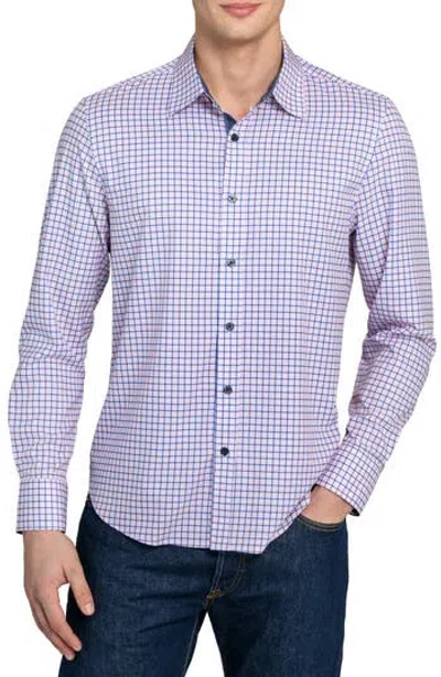 Construct Grid Print Stretch Dress Shirt In Purple