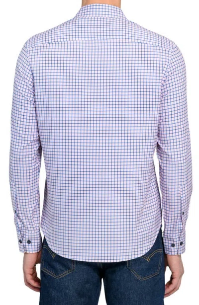 Construct Grid Print Stretch Dress Shirt In Purple