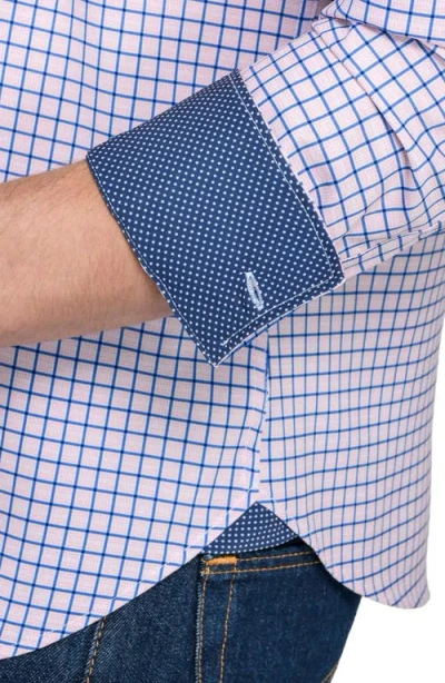 Construct Grid Print Stretch Dress Shirt In Purple