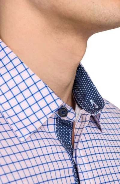 Construct Grid Print Stretch Dress Shirt In Purple