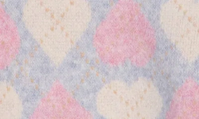 Lush Heart Argyle Pullover Sweater In Purple