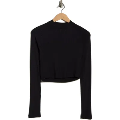 Beyond Yoga Contours Rib Mock Neck Crop Top In Black