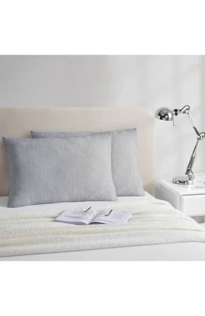 Donna Karan Set Of 2 Herringbone Texture Pillowcases In Gray