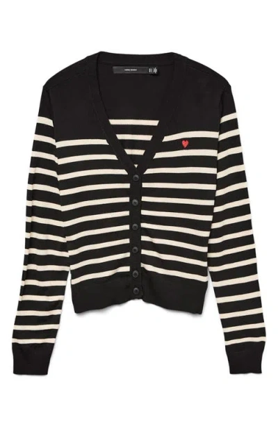 Vero Moda Dory Stripe V-neck Crop Cardigan In Multi