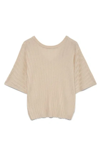 Vero Moda Barbados Short Sleeve V-back Sweater In Brown