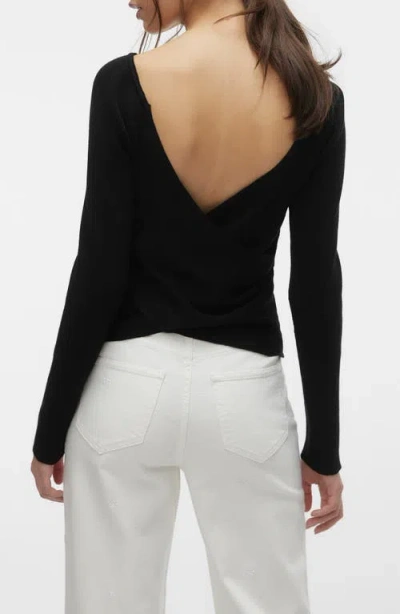 Vero Moda Willow Crisscross Pullover Sweater In Black