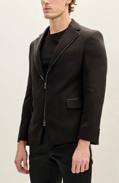 Ron Tomson Notch Lapel Zip Blazer In Multi