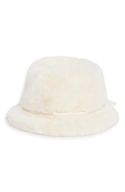 La Fiorentina Faux Fur Bucket Hat In Neutral