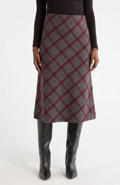 Renee C Plaid Knit Pencil Skirt In Gray