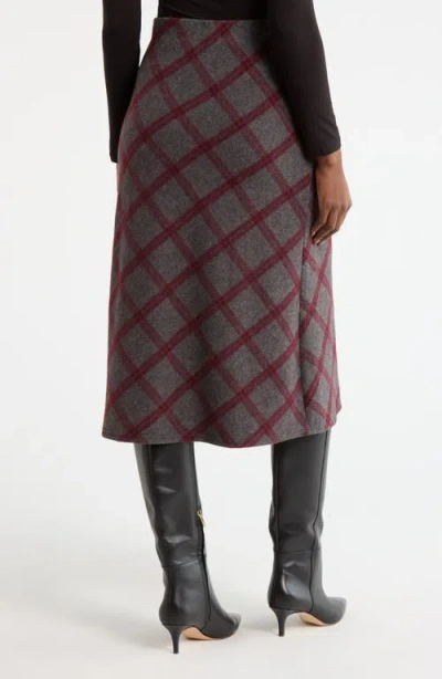 Renee C Plaid Knit Pencil Skirt In Gray
