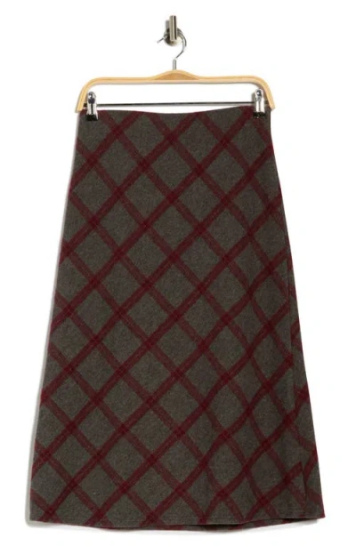 Renee C Plaid Knit Pencil Skirt In Gray