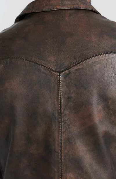 Flynt Distressed Leather Blazer In Brown