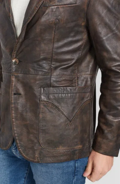 Flynt Distressed Leather Blazer In Brown
