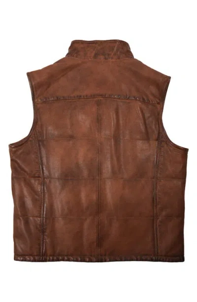Flynt Tumbled Leather Vest With Removable Liner In Brown
