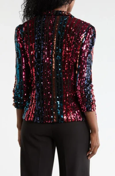 Julia Jordan Sequin Stripe Blazer In Multi