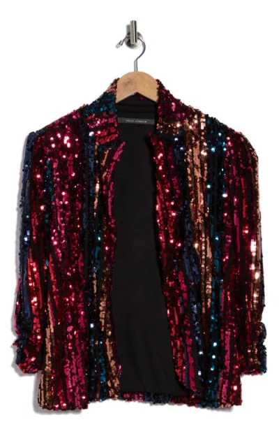 Julia Jordan Sequin Stripe Blazer In Multi