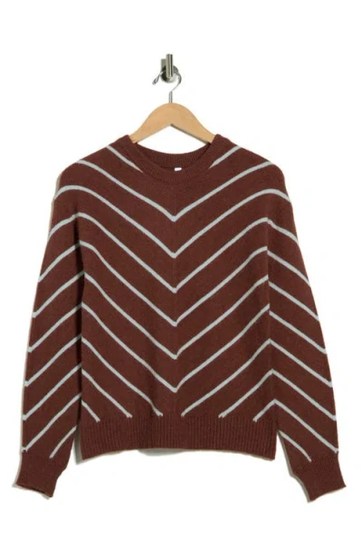 Wishlist Chevron Knit Pullover Sweater In Brown