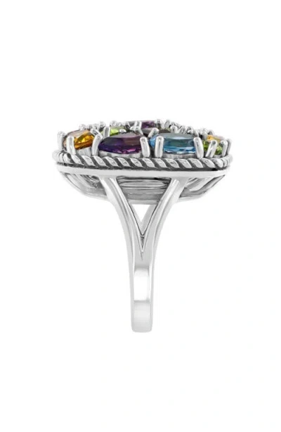 Effy Sterling Silver Cluster Stone Square Ring In Multi