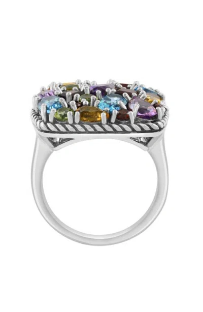 Effy Sterling Silver Cluster Stone Square Ring In Multi