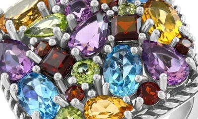 Effy Sterling Silver Cluster Stone Square Ring In Multi