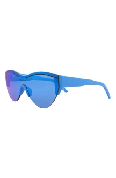 Balenciaga 99mm Shield Mirrored Sunglasses In Blue