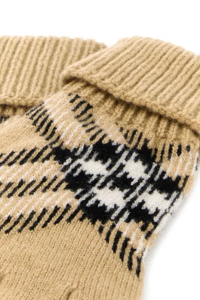 Burberry Large Core Check Cashmere Blend Gloves In Multi