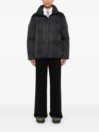 Burberry Equestrian Knight Padded Jacket In Black