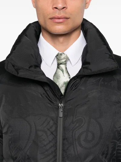 Burberry Equestrian Knight Padded Jacket In Black