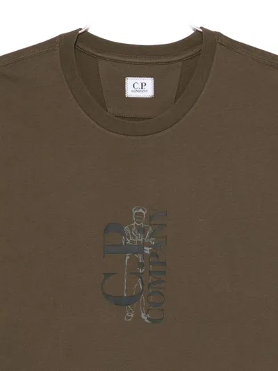 C.p. Company C.p.company Jersey Logo T-shirt In Brown