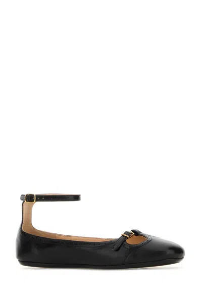 Chloé Misty Lambskin Ballerinas With Buckle In Black