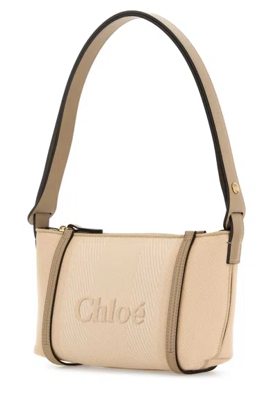 Chloé Carry Bag In Pink Beige Striped Canvas In Neutral