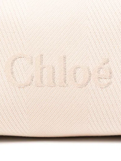 Chloé Carry Bag In Pink Beige Striped Canvas In Neutral