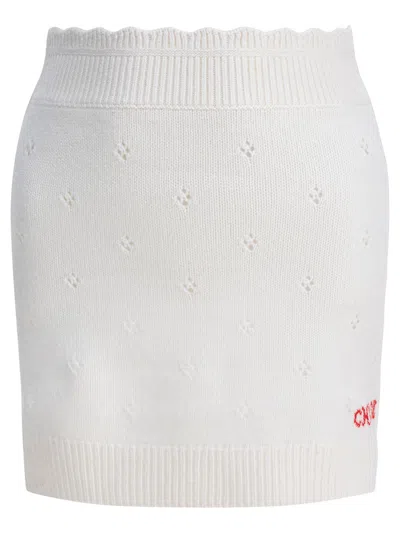 Chloé Women Openwork Wool And Cashmere Miniskirt In White