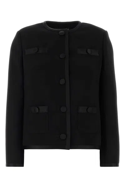 Dolce & Gabbana Tailored Wool Blend Blazer With Satin Trim In Black